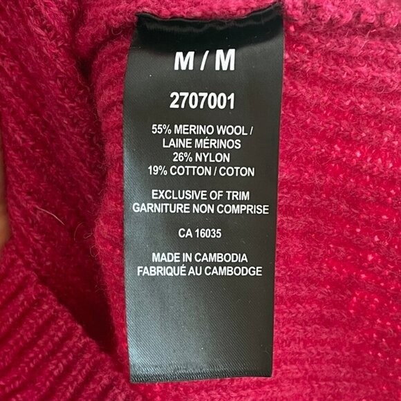 TAHARI Dark Pink Cowl Neck Sweater Merino Wool Blend Raspberry Women's Medium - Picture 7 of 13